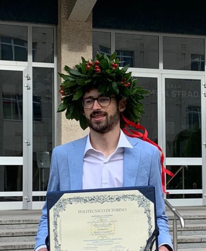 Marco Campaci alla laurea in Ingegneria al Politecnico di Torino